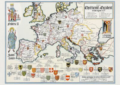 Carte de la Chrétienté d'Occident en 1235 - 40x54cm, à 17€