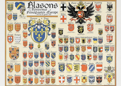 Carte des blasons des Royaumes d'Europe en 1519 - 40x54cm, à 17€